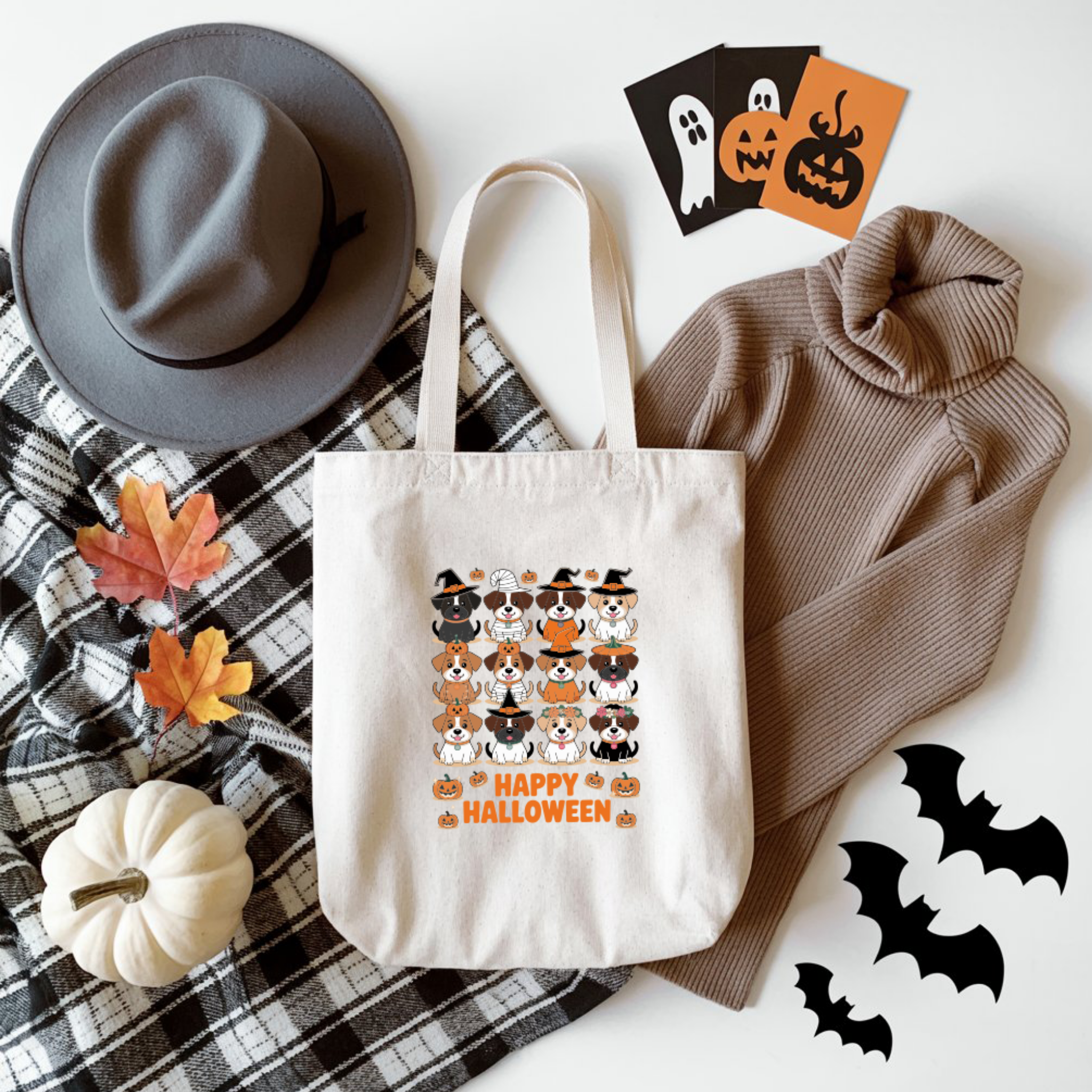 Tote Bag Happy Halloween Dogs | Saco Algodão 180g | Ecobag