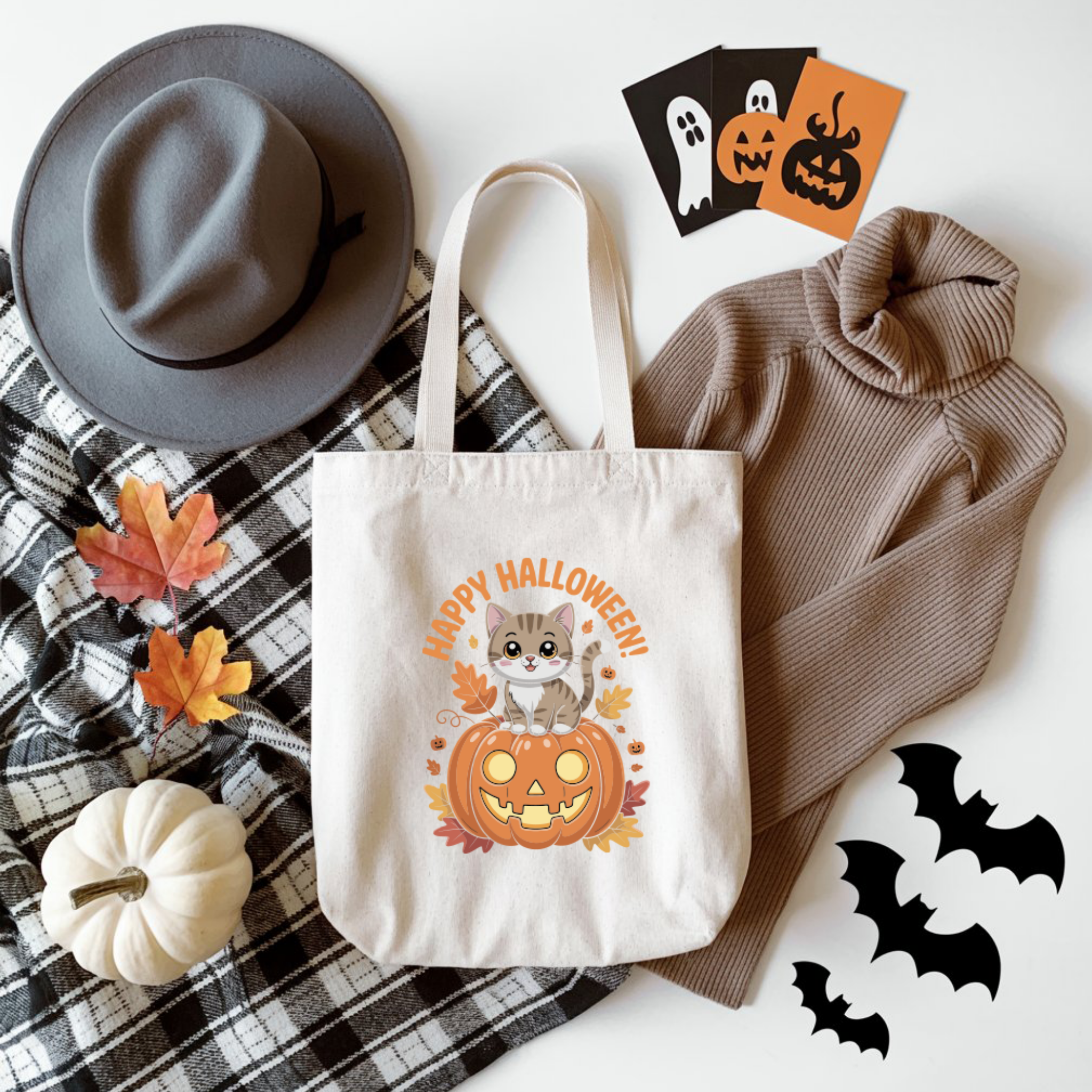 Tote Bag Happy Halloween Cat | Saco Algodão 180g