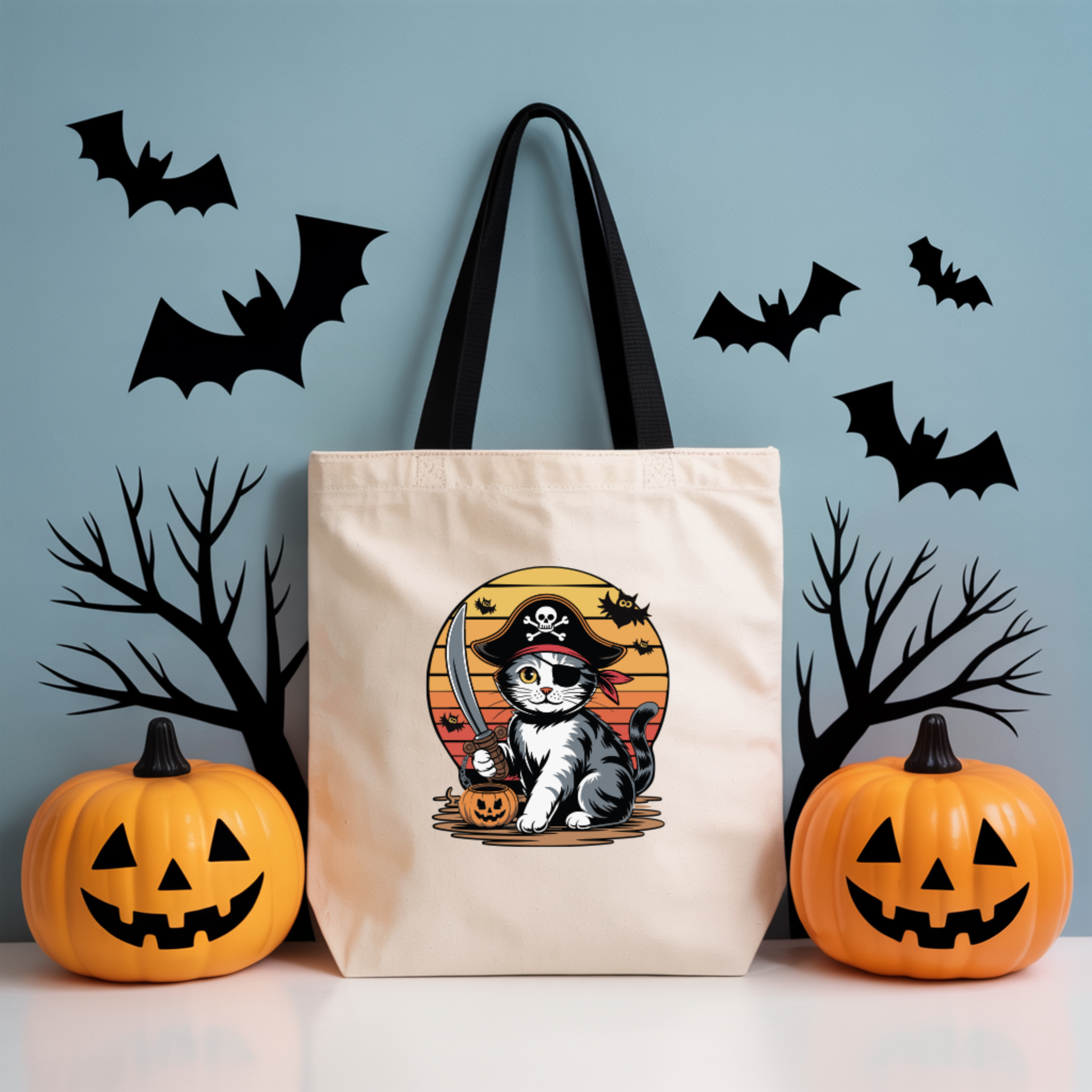 Tote Bag Halloween - Gato | Saco Algodão 180g | Halloween