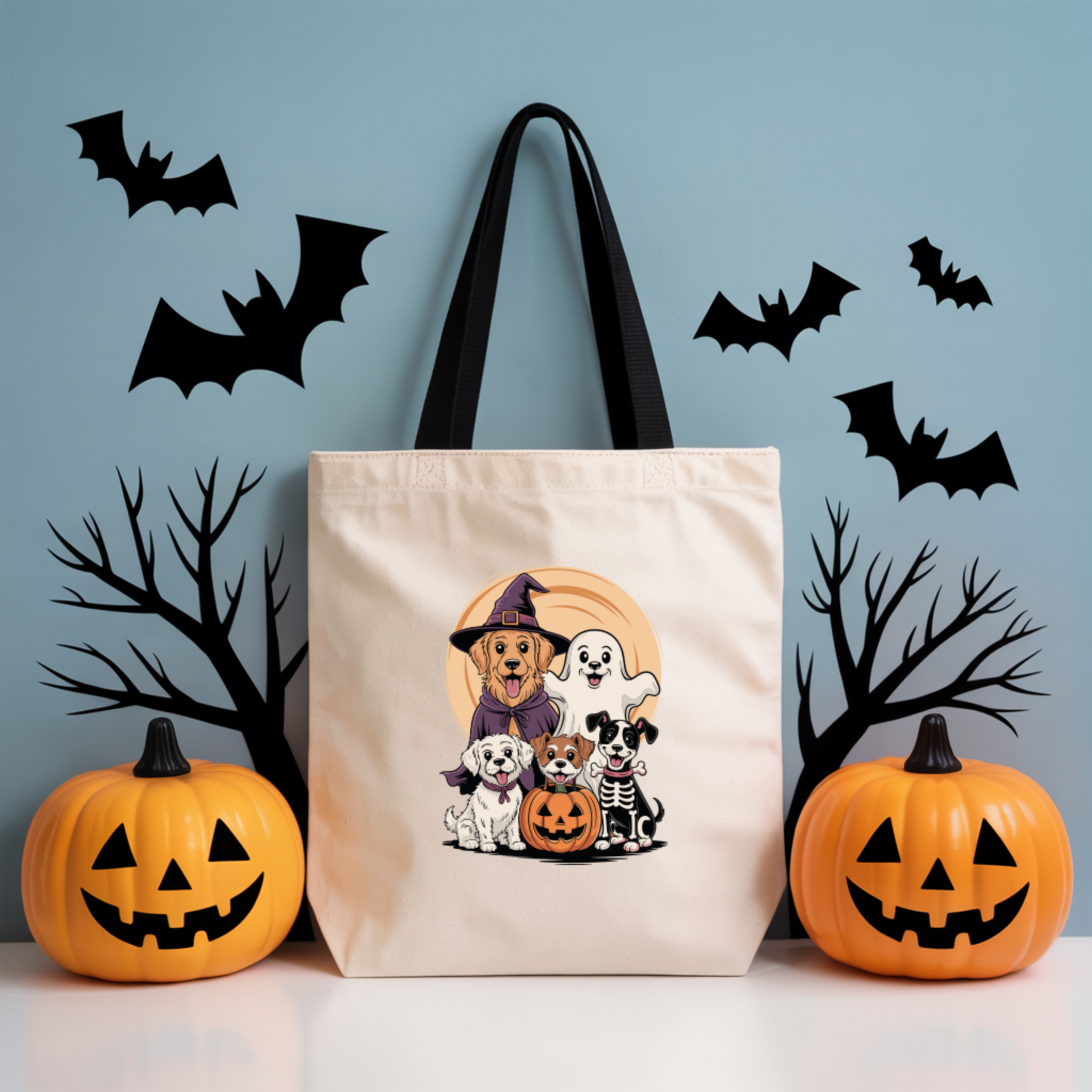 Tote Bag "Happy Halloween" Dogs  | Saco Algodão Halloween 180g