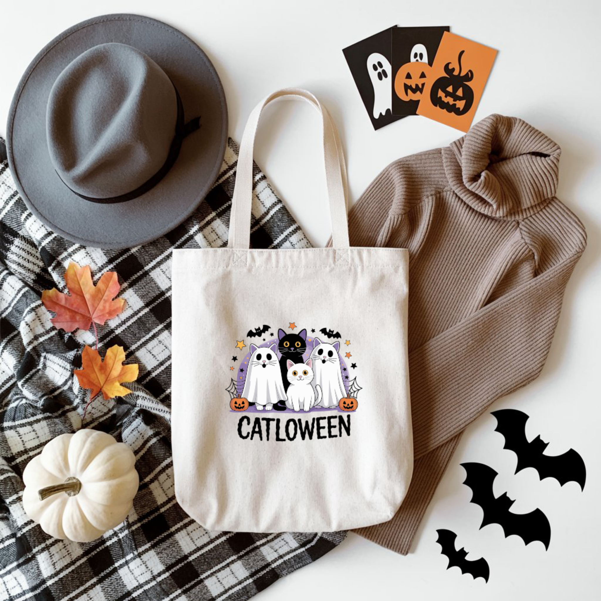 Tote Bag Halloween Cats | Saco Algodão 180g | Ecobag