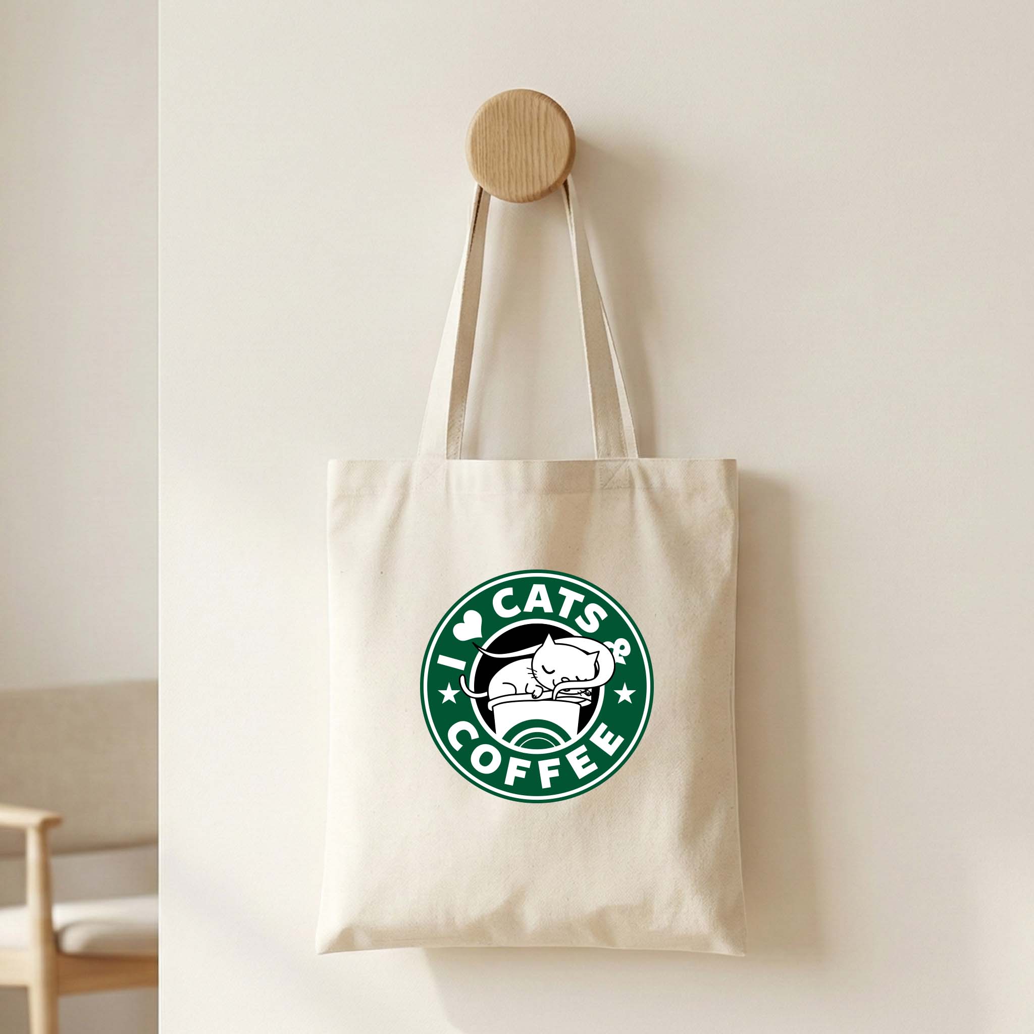 Tote Bag "Cats e Coffee" | Saco Ecológico 180g - Ecobags