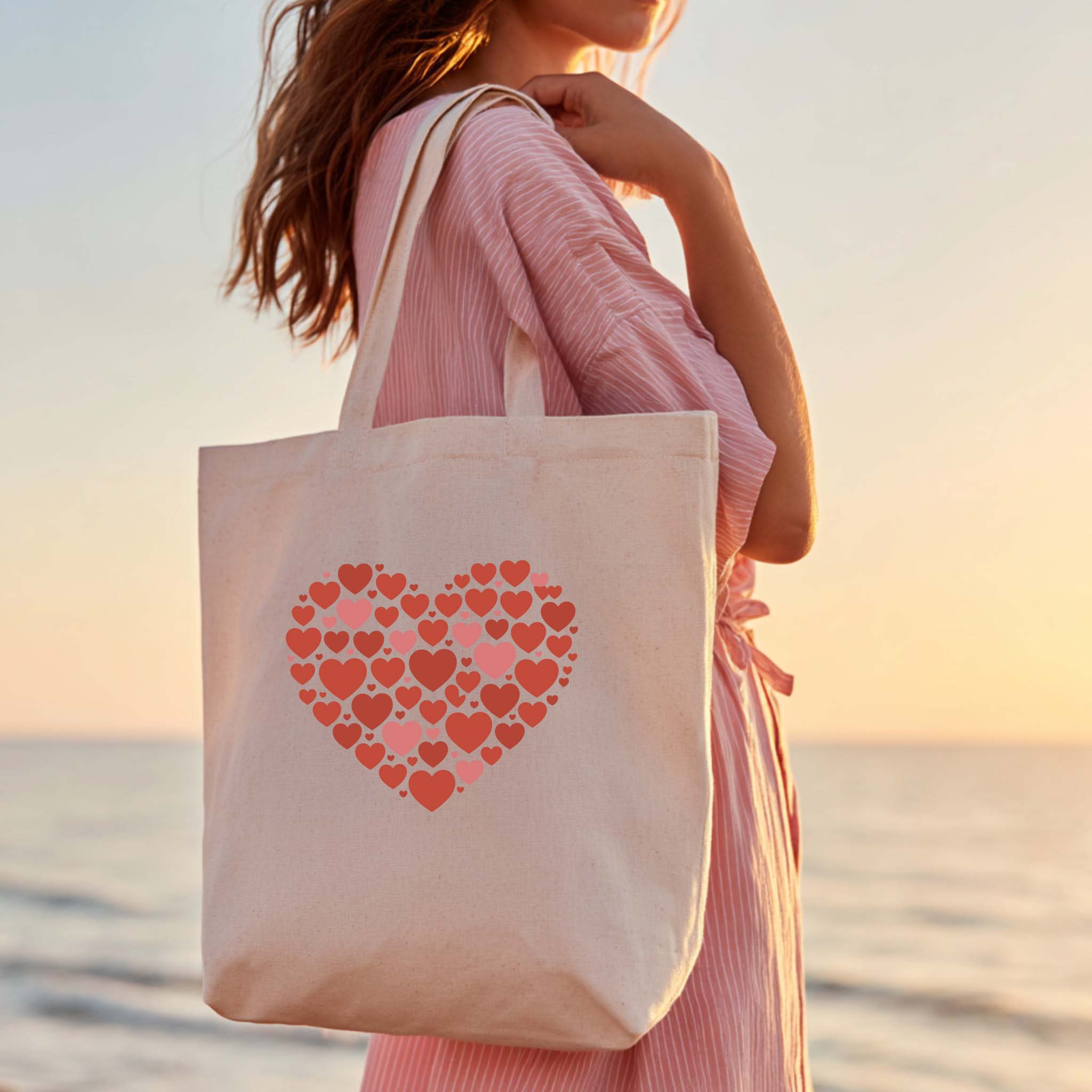 Tote Bag "Corações" | Saco Algodão 180g