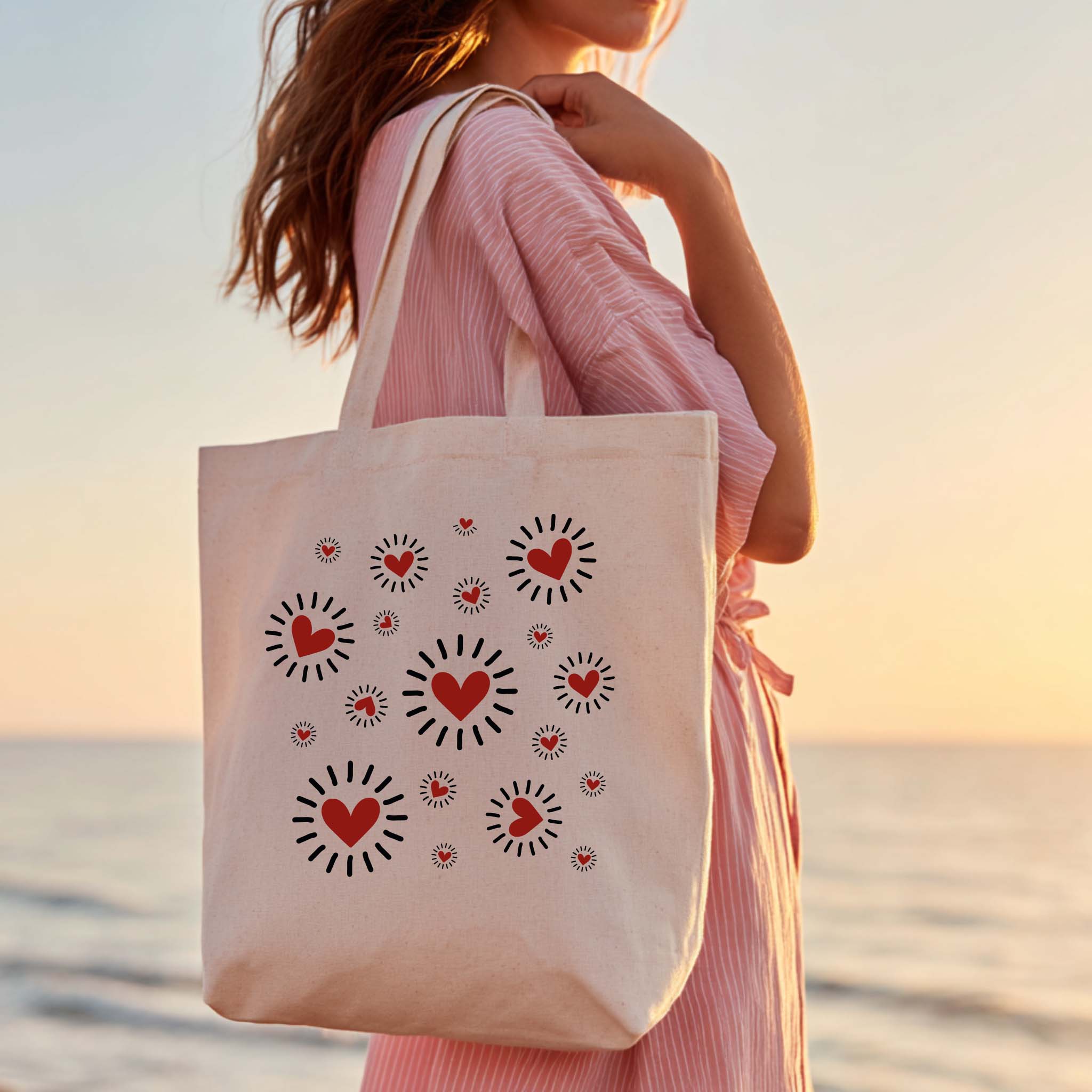 Tote Bag "Corações" | Saco Algodão 180g - Ecobags