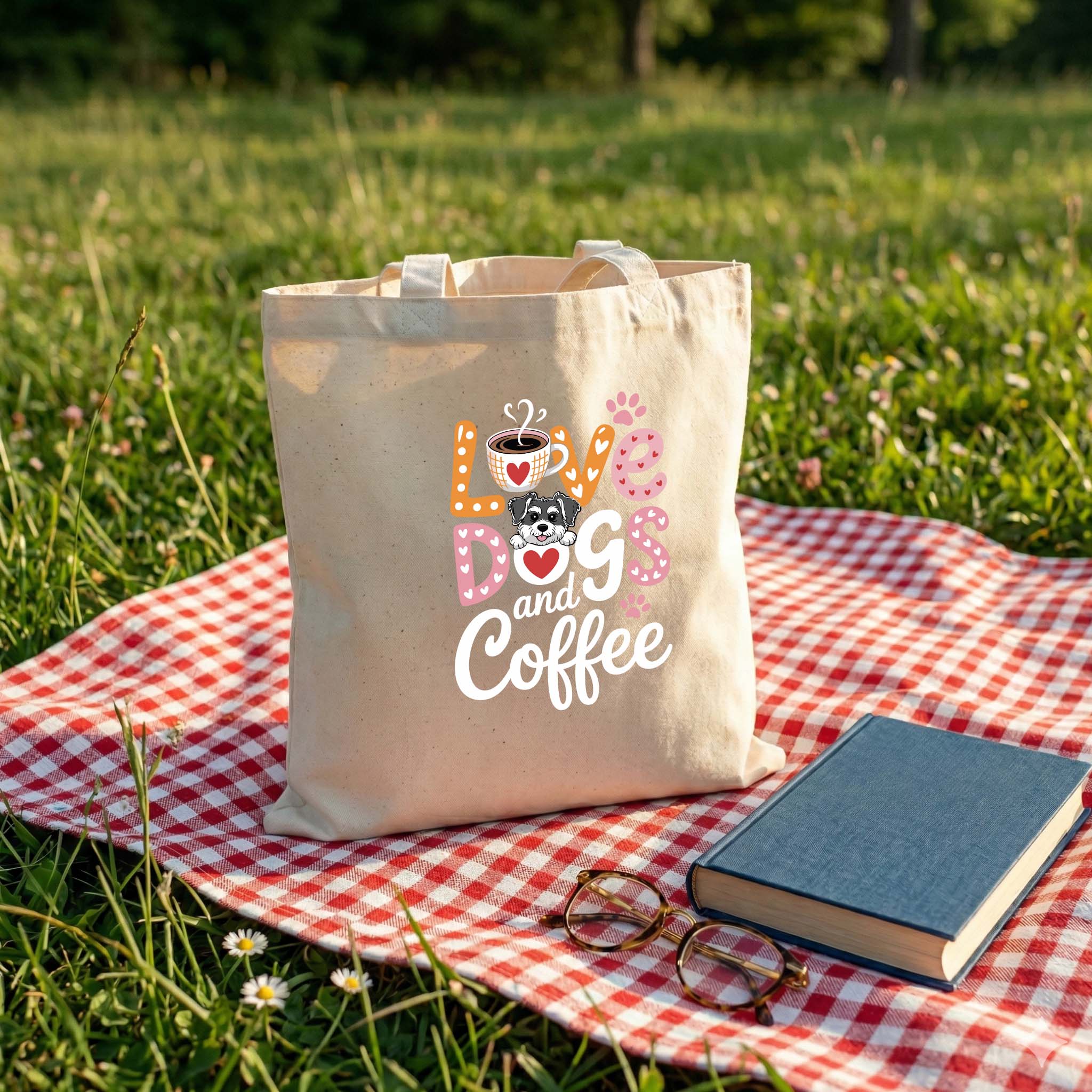Tote Bag Pet Lovers "Love Dogs and Coffee" | Saco Ecológico 180gm