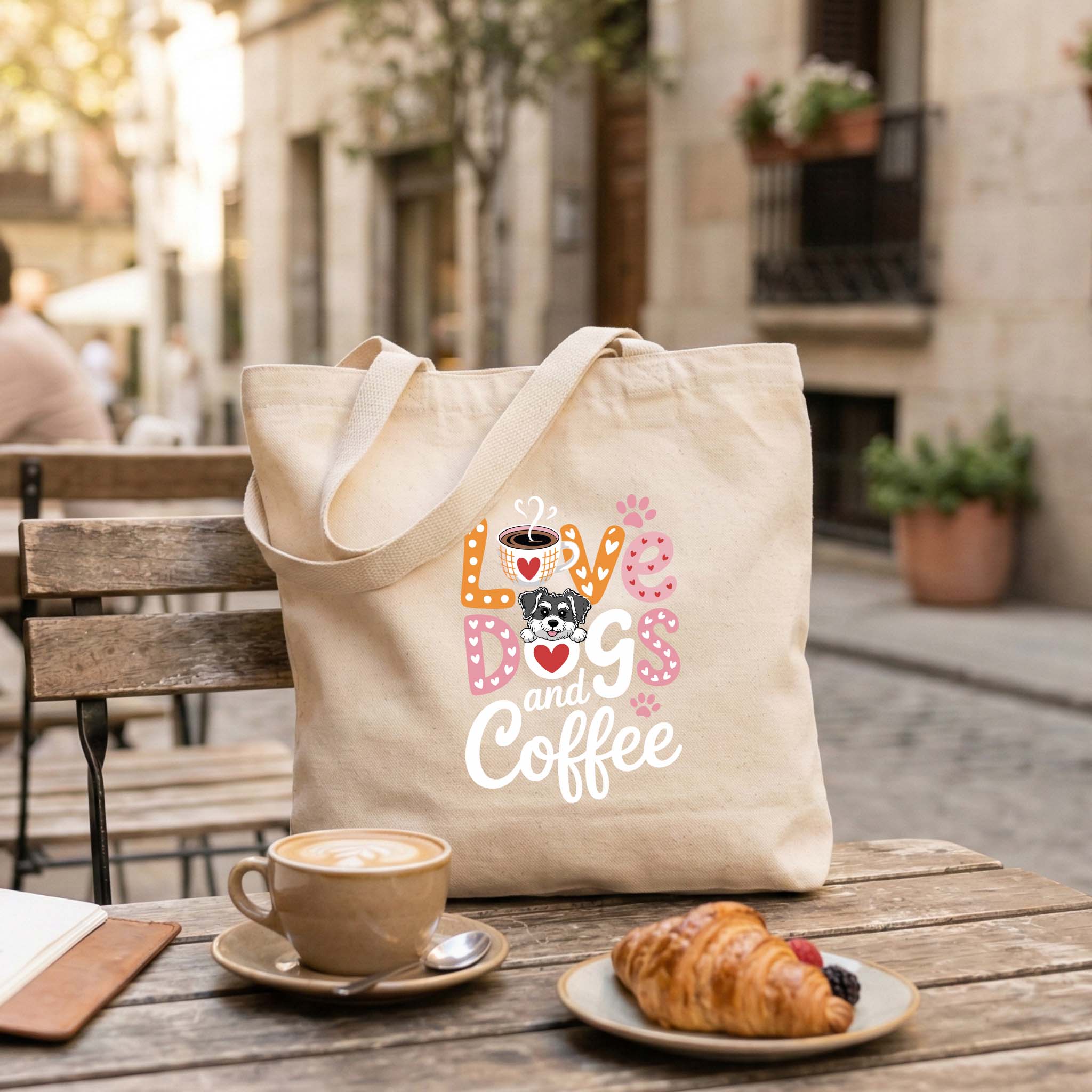 Tote Bag Pet Lovers "Love Dogs and Coffee" | Saco Ecológico 180g