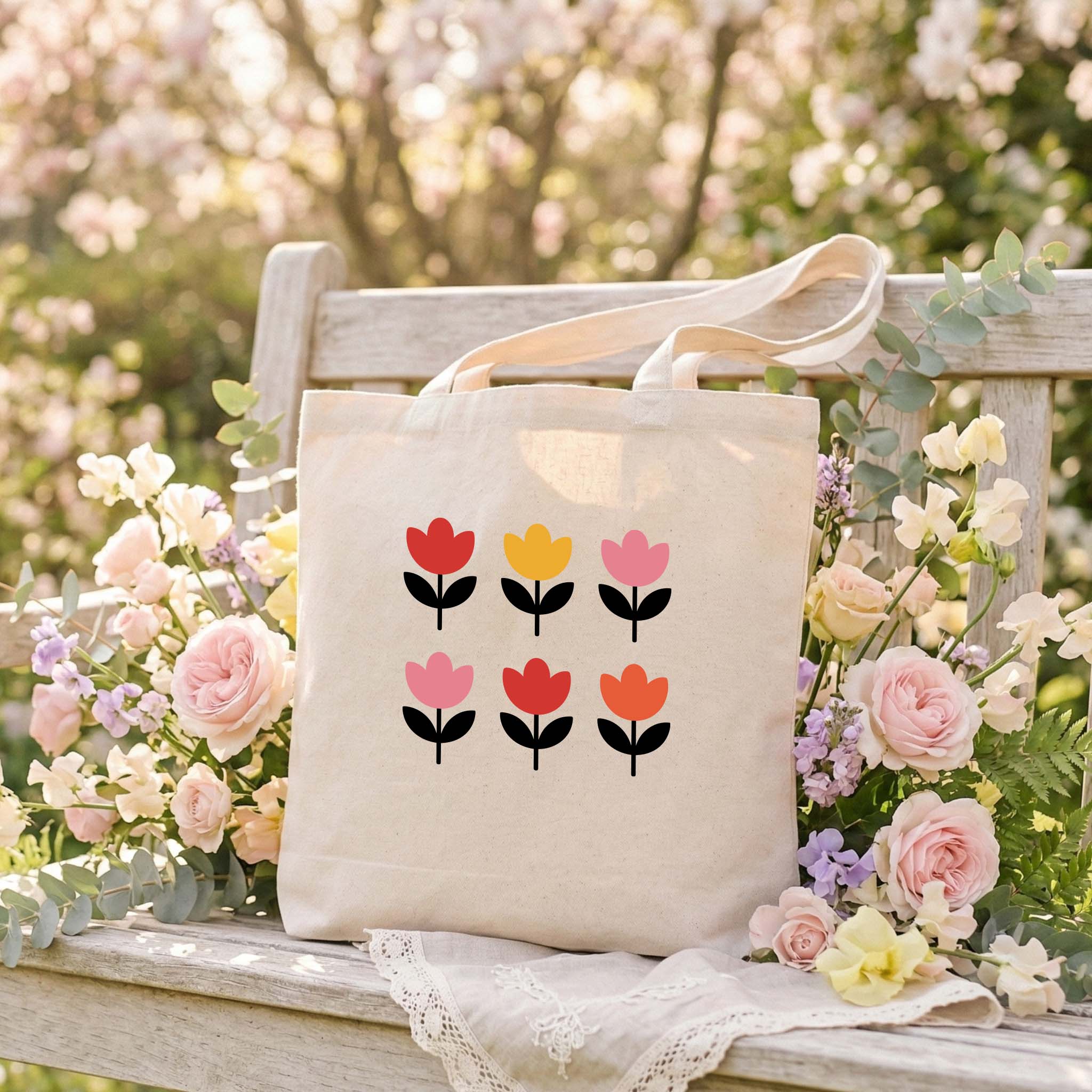 Tote Bag Floral "6 Flores" | Saco Algodão 180g