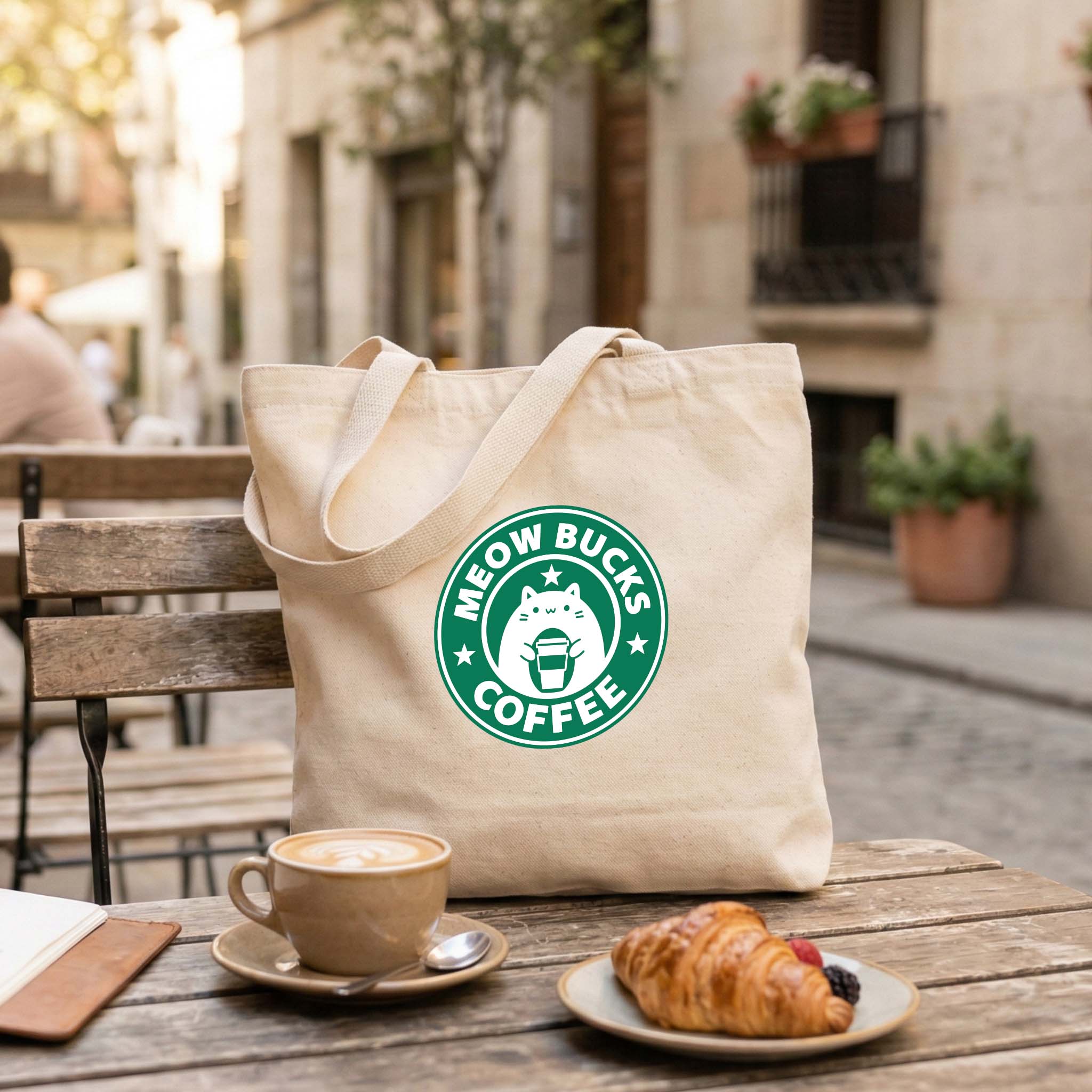 Tote Bag "Meow" Gatos | Saco Ecológico 180g - Coffee