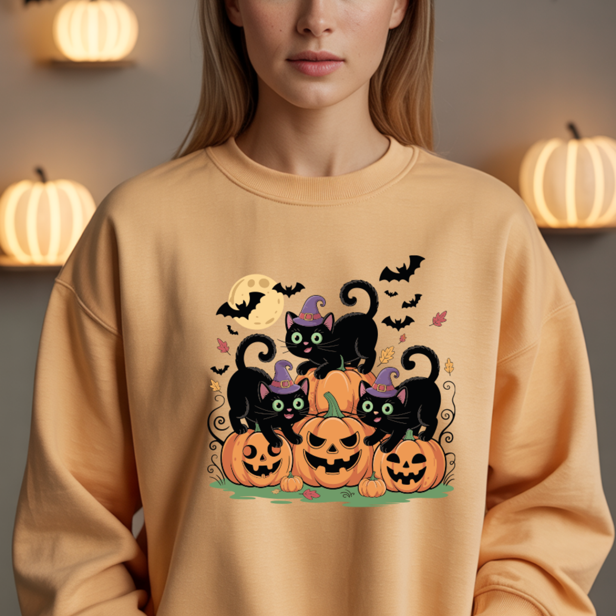 Camisola Cats Halloween | Sweatshirt Premium | Coleção Halloween