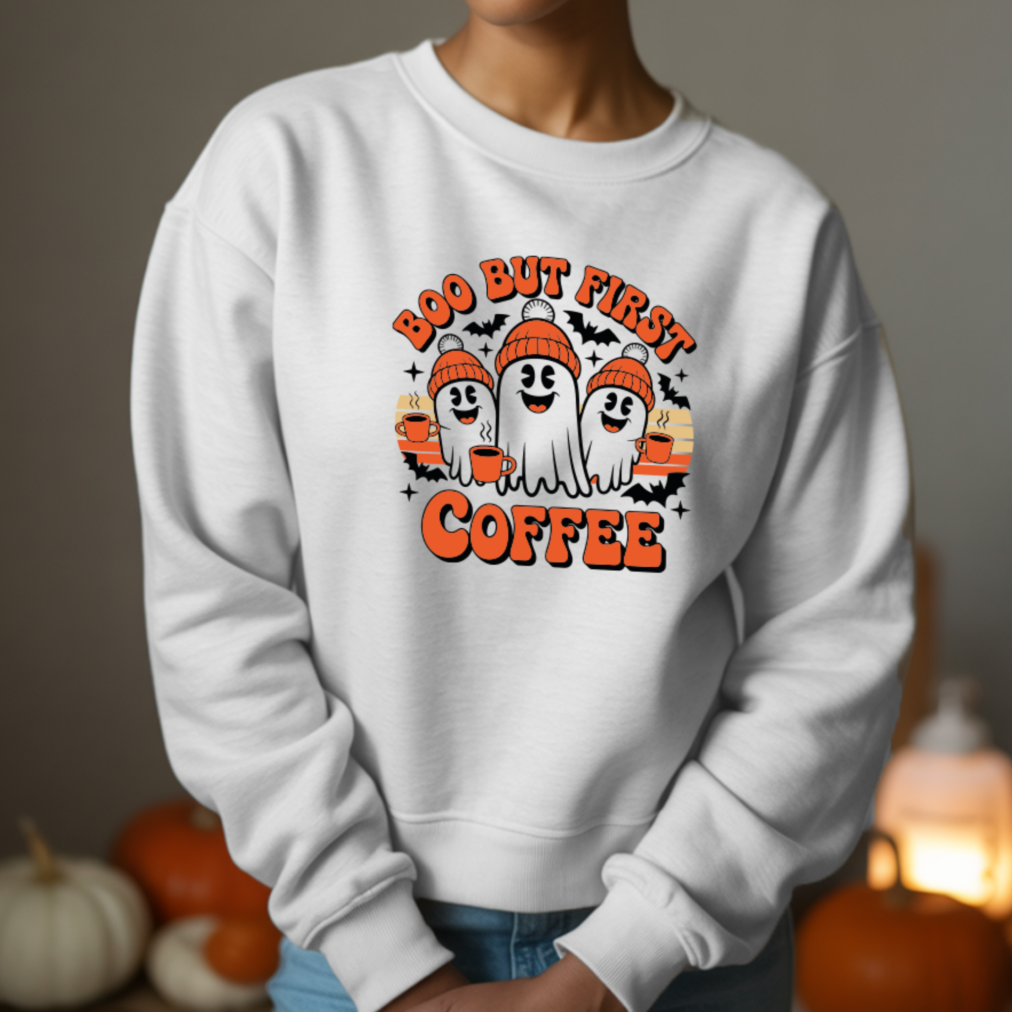 Camisola "Boo but first coffee" | Sweatshirt Premium | Coleção Halloween