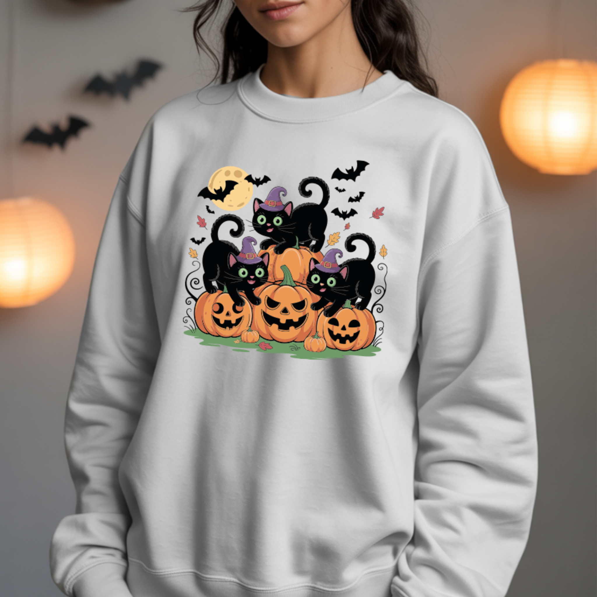 Camisola Cats Halloween | Sweatshirt Premium | Coleção Halloween