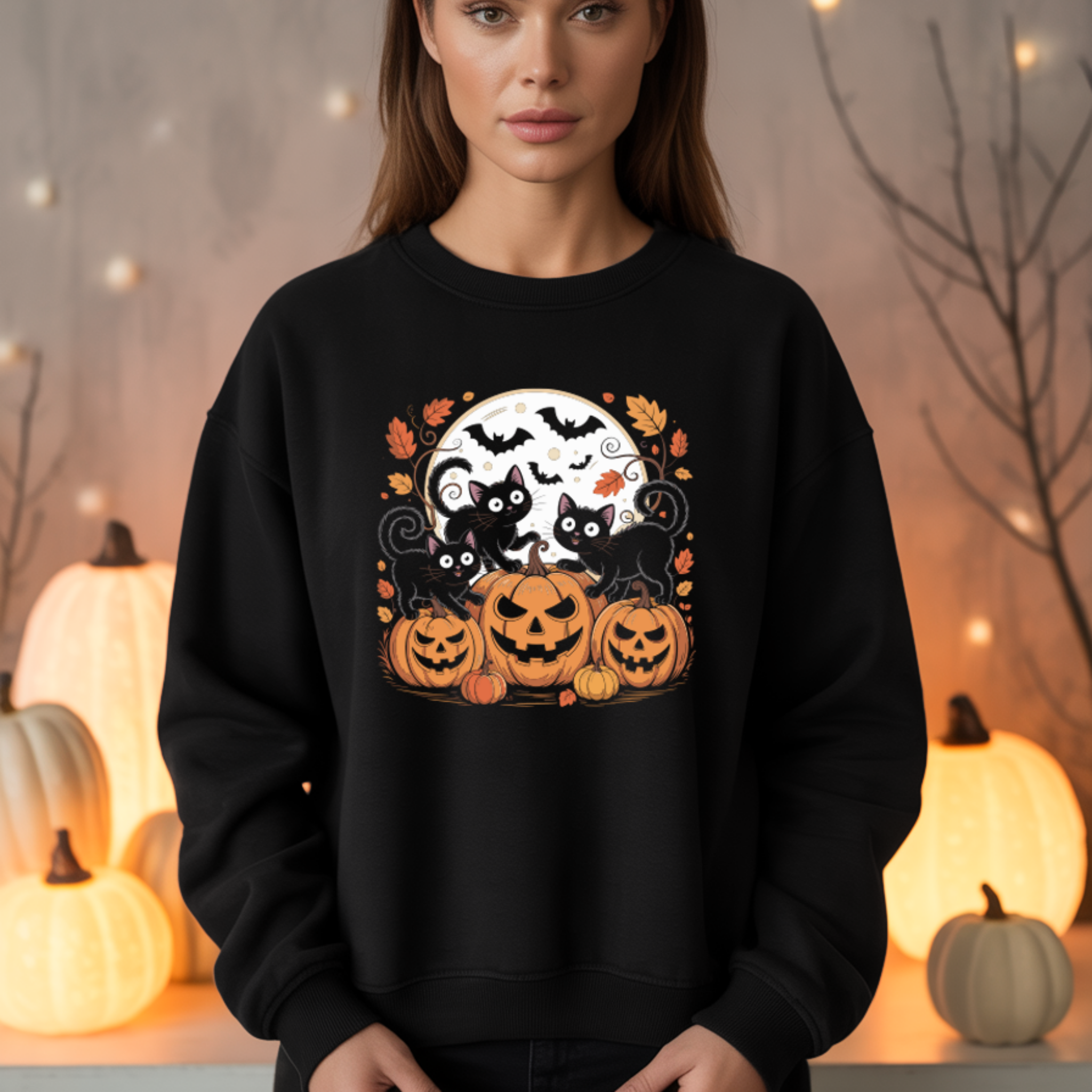 Camisola Cat Halloween | Sweatshirt Premium  | Coleção Halloween