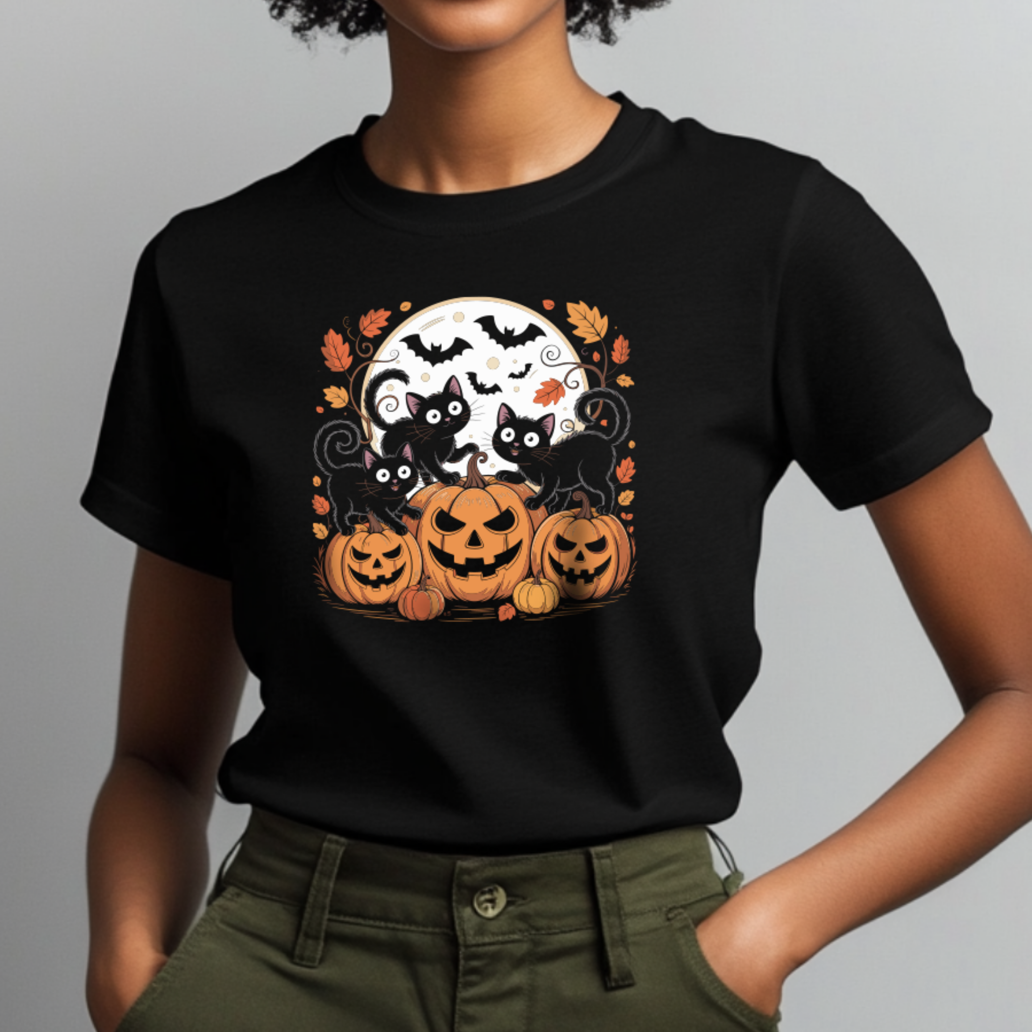 T-shirt Halloween Cats - 100% Algodão - JM Collection