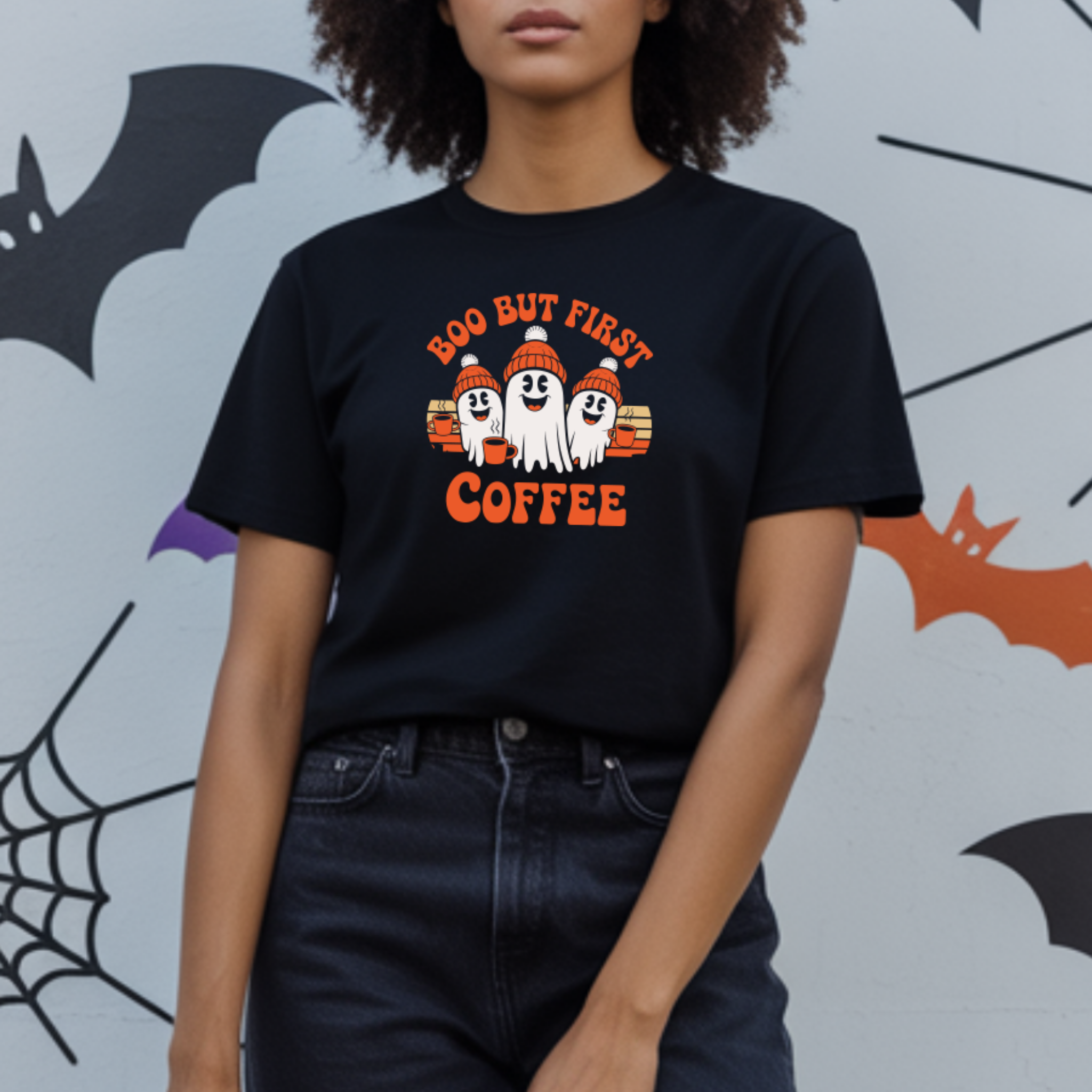 T-shirt Halloween - BOO but first Coffee - 100% Algodão - JM Collection