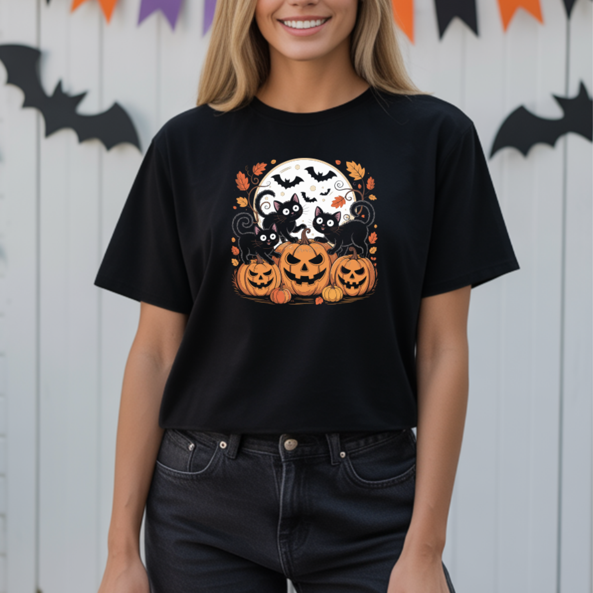 T-shirt Halloween - Cat - 100% Algodão