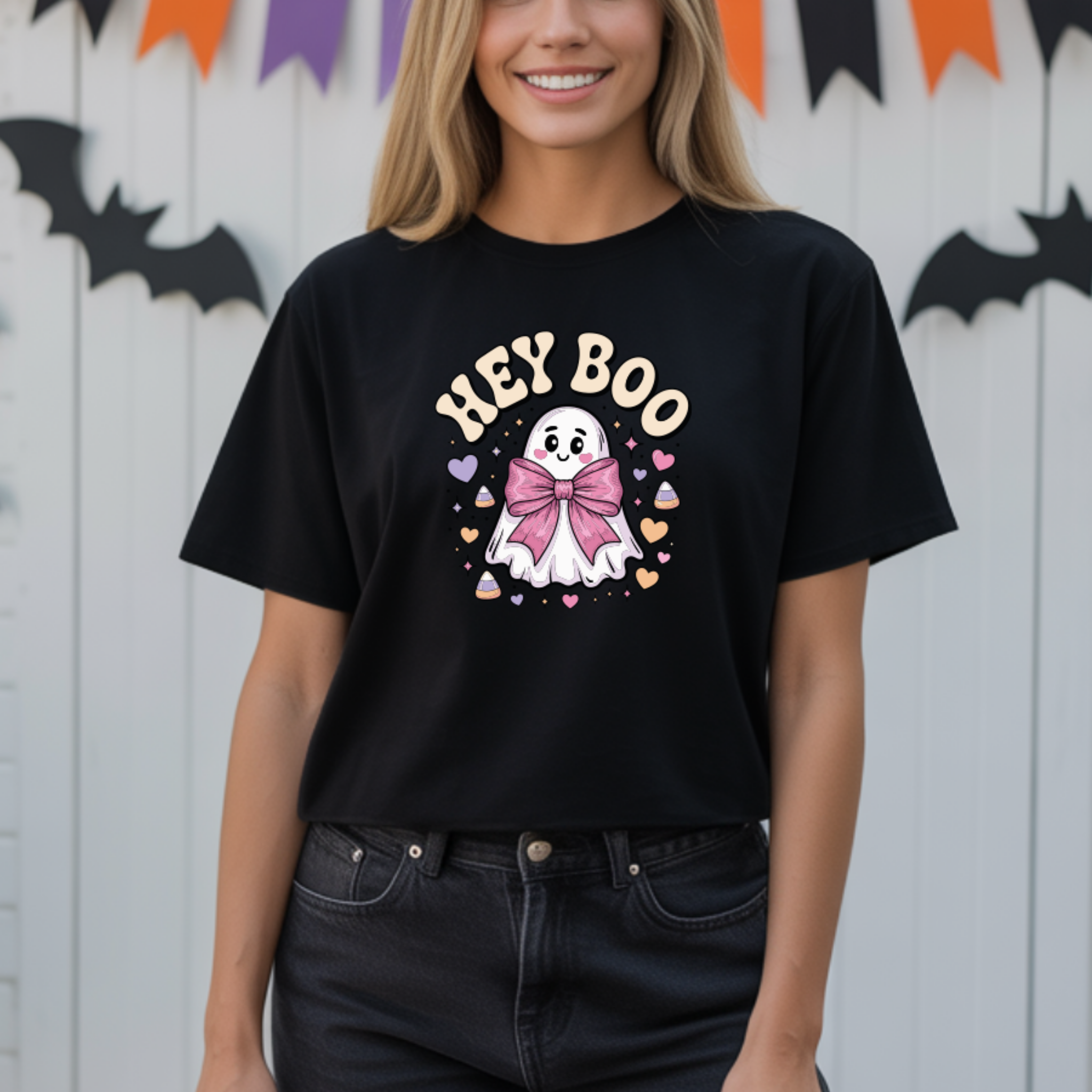 T-shirt Halloween Hey BOO - 100% Algodão - JM Collection