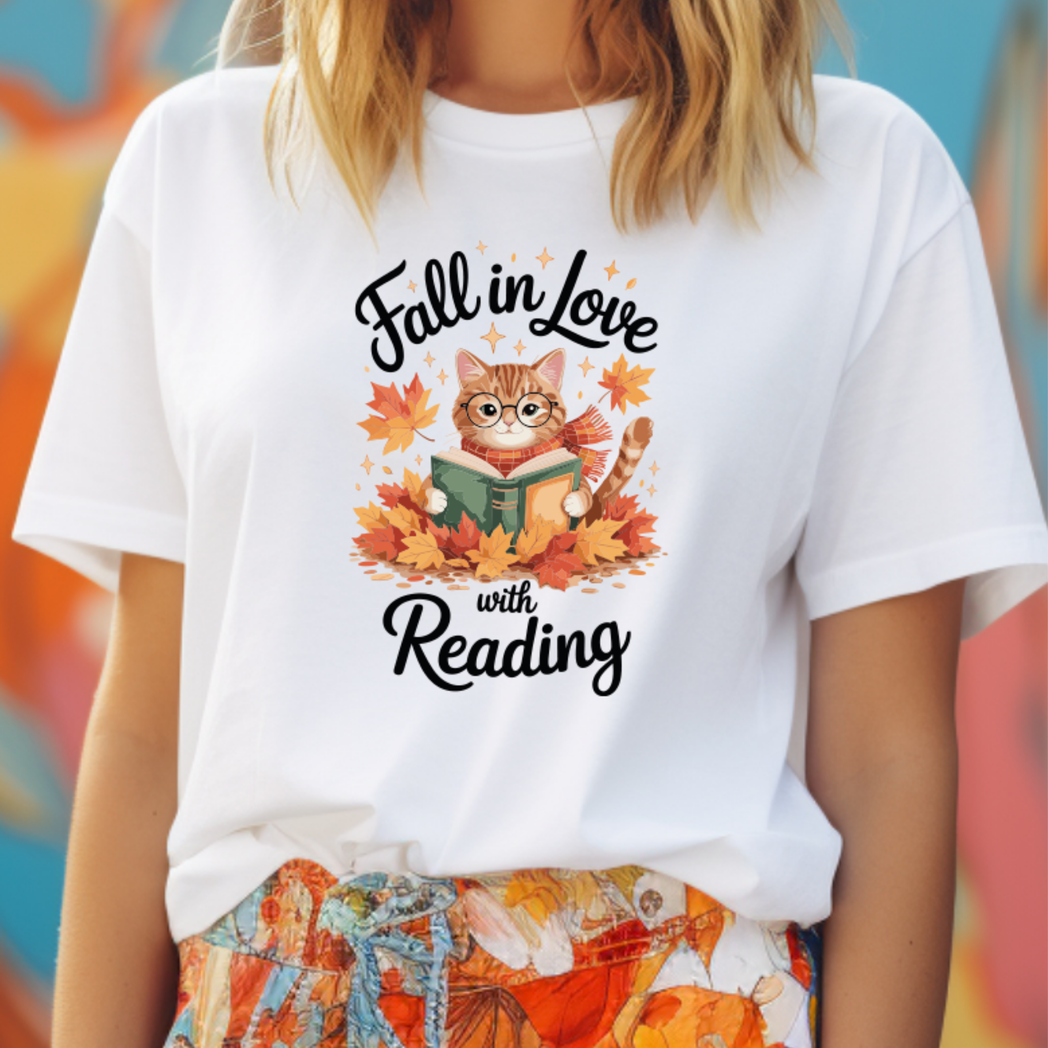 T-shirt Halloween - Fall in love with reading - 100% Algodão