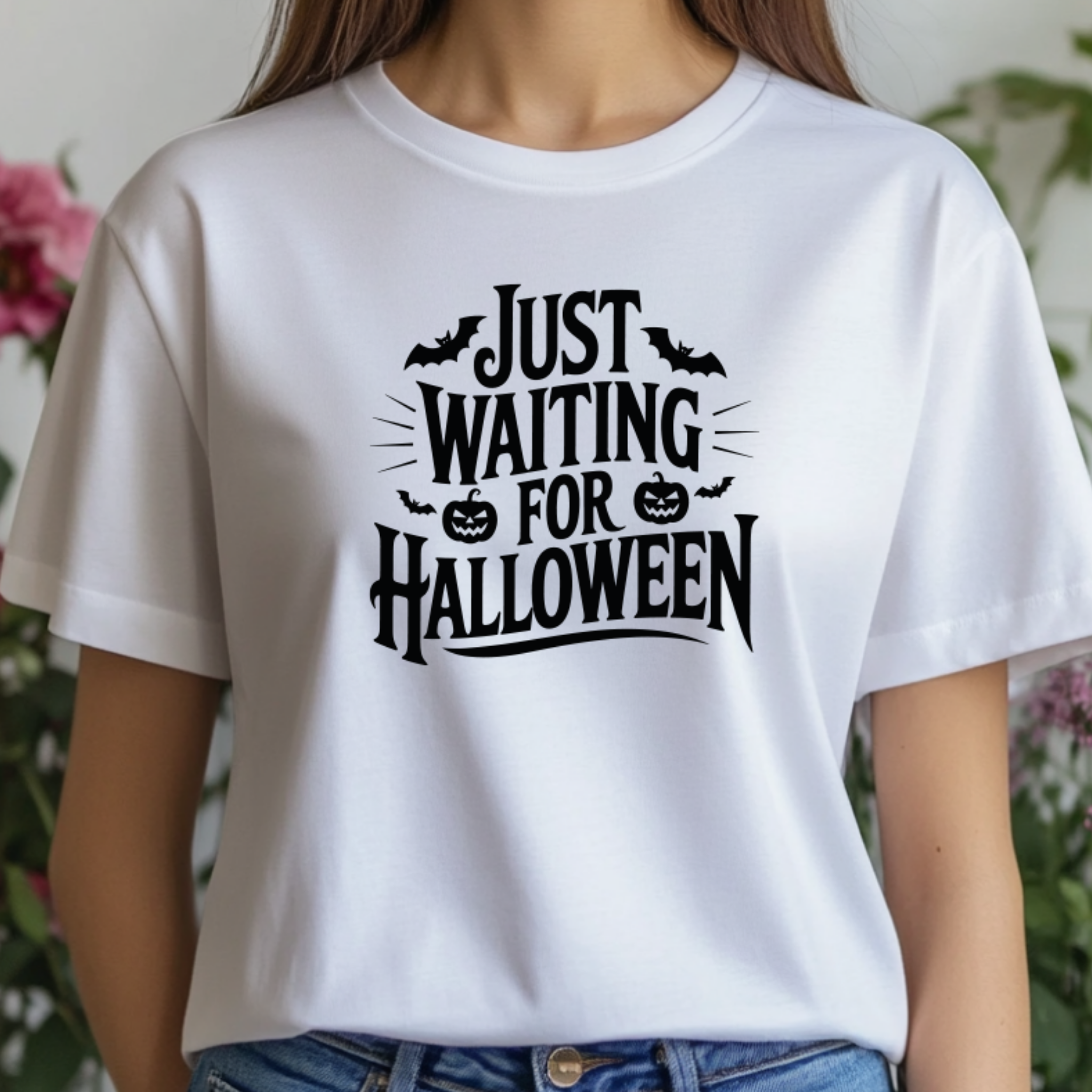 T-shirt Just Waiting for Halloween  - 100% Algodão - Coleção Halloween