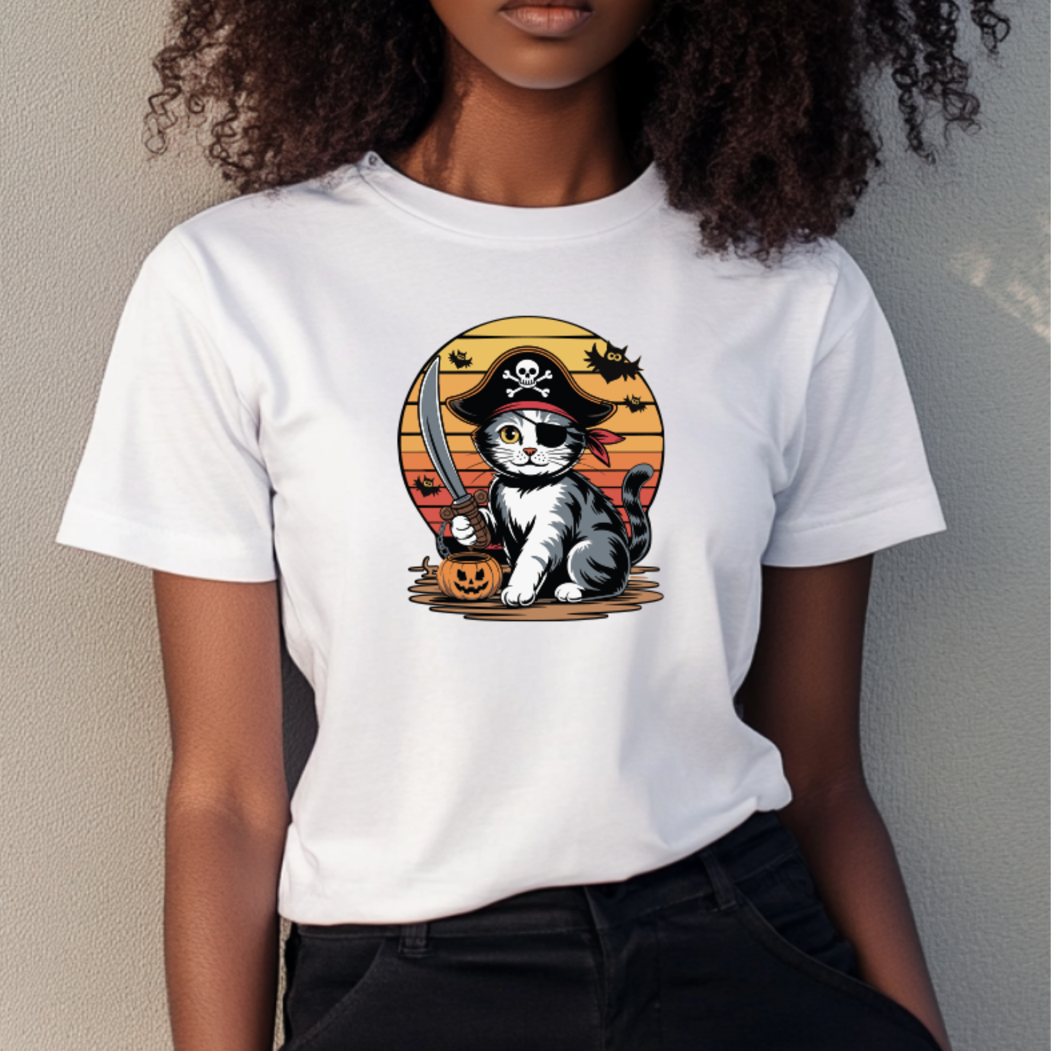 T-shirt Cat - 100% Algodão - Coleção Halloween - JM Collection