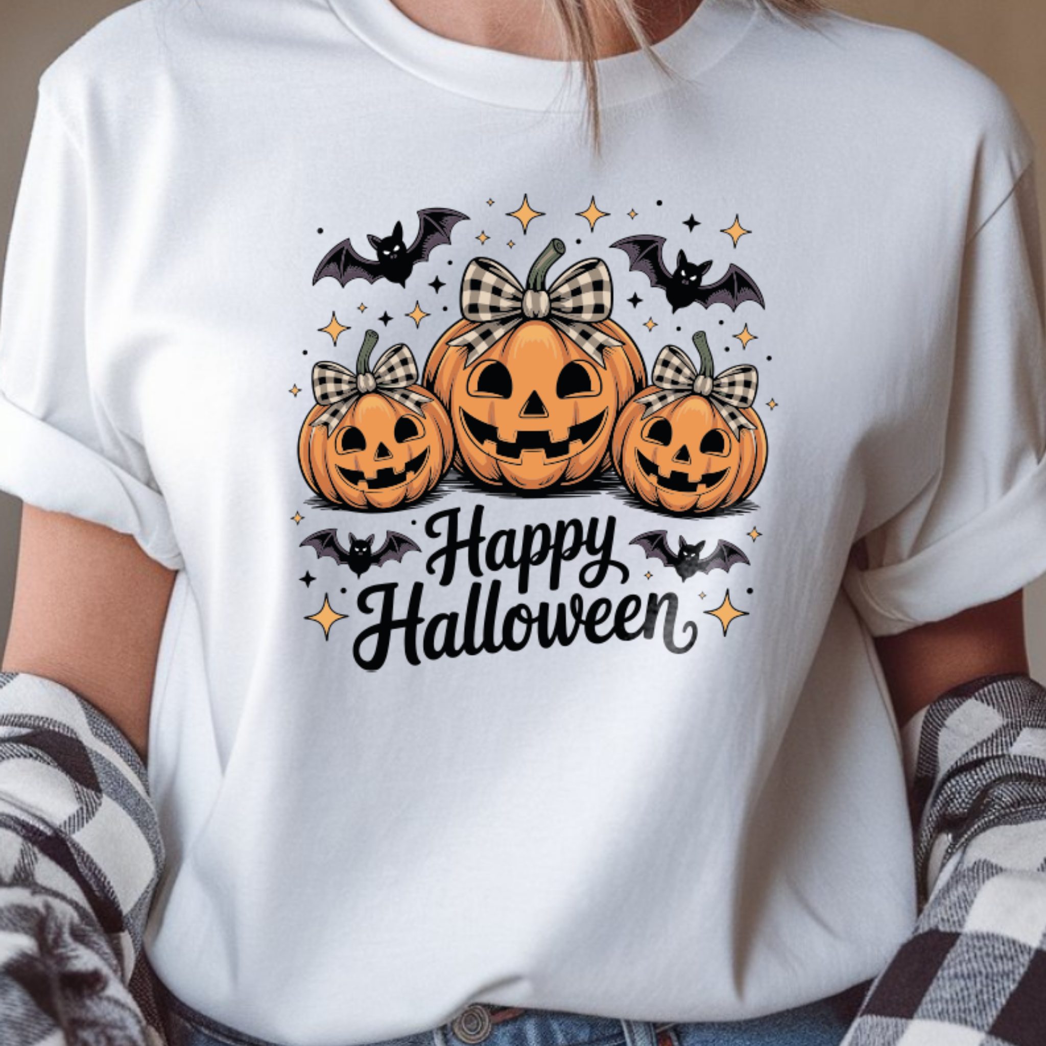 T-shirt Happy Halloween - 100% Algodão - Coleção Halloween