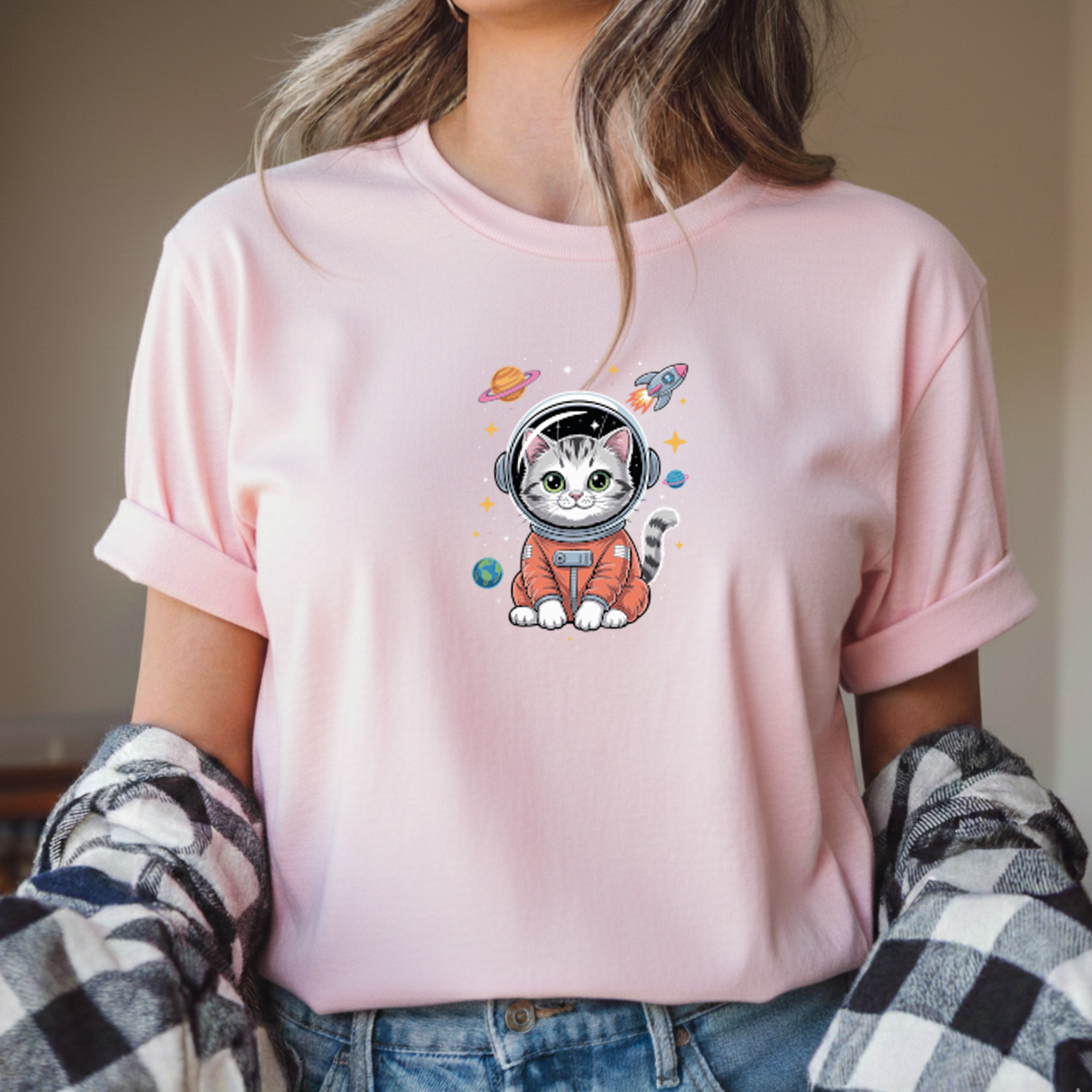 T-shirt "Gato Astronauta" 100% Algodão Premium 190g