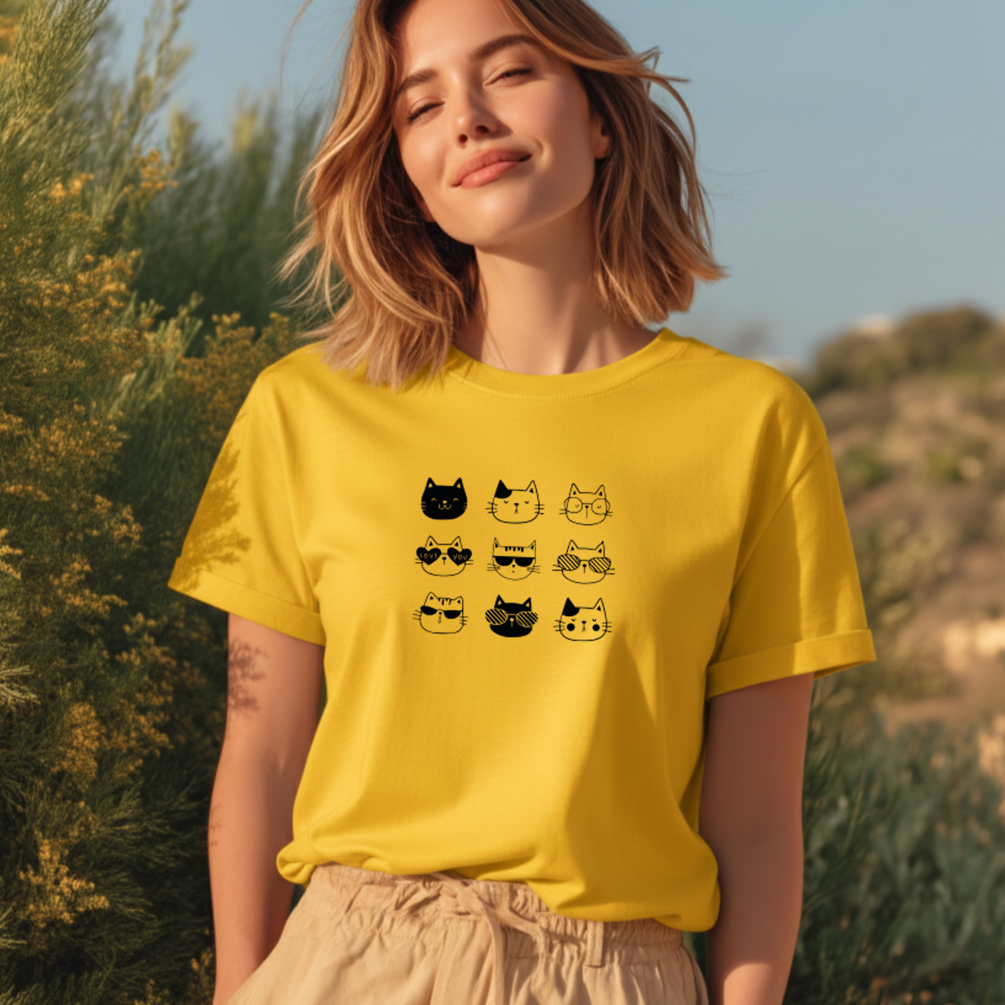 T-shirt "Cats" 100% Algodão Premium 190g